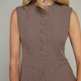 Luna Button Front Plaid Vest