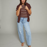 Lindsey Striped Slub Tee - Sandalwood