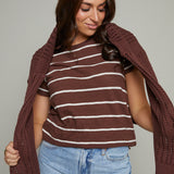 Lindsey Striped Slub Tee - Sandalwood