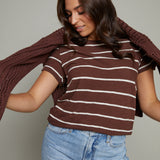 Lindsey Striped Slub Tee - Sandalwood