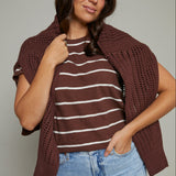 Lindsey Striped Slub Tee - Sandalwood