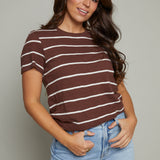 Lindsey Striped Slub Tee - Sandalwood