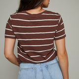 Lindsey Striped Slub Tee - Sandalwood