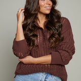 Marney Crochet Polo Sweater