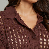 Marney Crochet Polo Sweater