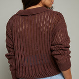 Marney Crochet Polo Sweater