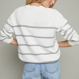 Elsie Striped Boyfriend Sweater - White