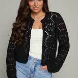 Camille Diamond Sweater Cardigan - Black