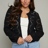 Camille Diamond Sweater Cardigan - Black