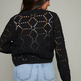 Camille Diamond Sweater Cardigan - Black