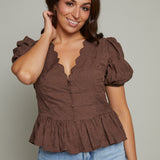 Izzy Peplum Puff Sleeve Blouse