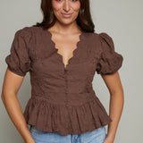 Izzy Peplum Puff Sleeve Blouse