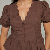 Izzy Peplum Puff Sleeve Blouse