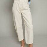Elena High Rise Barrel Leg Jeans - Ecru