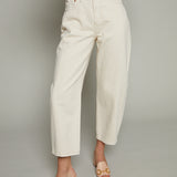 Elena High Rise Barrel Leg Jeans - Ecru