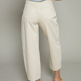 Elena High Rise Barrel Leg Jeans - Ecru