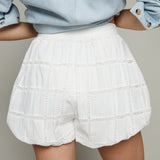 Roo Cotton Crochet Bubble Shorts - White