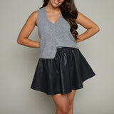 Gypsy Faux Leather Mini Skirt - Black
