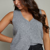 Brooke V Neck Sweater Vest - Heather Grey