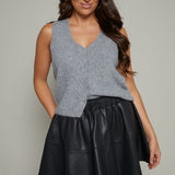 Brooke V Neck Sweater Vest - Heather Grey