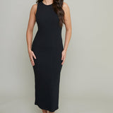 Sia Sleeveless Rib Knit Midi Dress - Black
