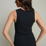 Sia Sleeveless Rib Knit Midi Dress - Black