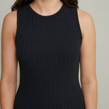 Sia Sleeveless Rib Knit Midi Dress - Black