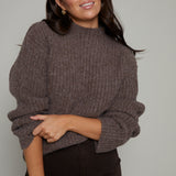 Jessie Relaxed High Neck Ribbed Sweater