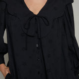 Sylvie Scalloped Collar Eyelet Mini Dress - Black