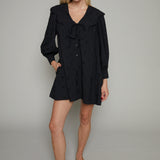 Sylvie Scalloped Collar Eyelet Mini Dress - Black