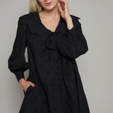 Sylvie Scalloped Collar Eyelet Mini Dress - Black
