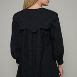 Sylvie Scalloped Collar Eyelet Mini Dress - Black
