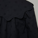 Sylvie Scalloped Collar Eyelet Mini Dress - Black
