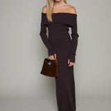 Angel Off The Shoulder Knit Sweater Maxi Dress