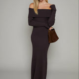 Angel Off The Shoulder Knit Sweater Maxi Dress