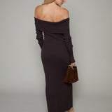 Angel Off The Shoulder Knit Sweater Maxi Dress