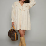 Sylvie Scalloped Collar Eyelet Mini Dress - Eggshell