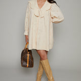 Sylvie Scalloped Collar Eyelet Mini Dress - Eggshell