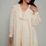 Sylvie Scalloped Collar Eyelet Mini Dress - Eggshell