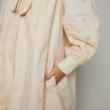 Sylvie Scalloped Collar Eyelet Mini Dress - Eggshell