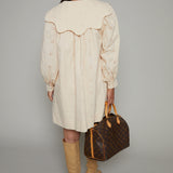 Sylvie Scalloped Collar Eyelet Mini Dress - Eggshell