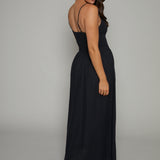 Kerra Smocked Linen Maxi Dress - Black