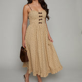 Ezzie Ditsy Floral Ruffle Trim Midi Dress