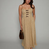 Ezzie Ditsy Floral Ruffle Trim Midi Dress