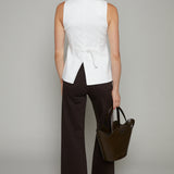 Beeba Longline Asymmetrical Vest - White