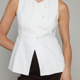 Beeba Longline Asymmetrical Vest - White