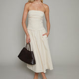 Kimberly Strapless Ruched Midi Dress