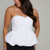 McKay Sweetheart Bustier Bubble Top - White