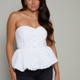 McKay Sweetheart Bustier Bubble Top - White