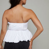 McKay Sweetheart Bustier Bubble Top - White